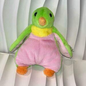 Ty Green and Pink Plush Parrot Toy